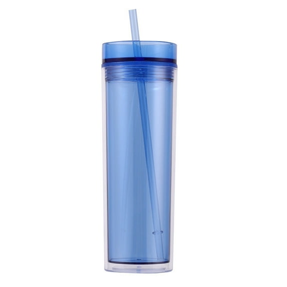 1 Pcs Plastic Skinny Tumbler, Double Wall Clear Plastic Tumblers, Reusable Cup Double-Wall Clear Tumbler with Lid and Straw for Parties DIY Gifts 16oz