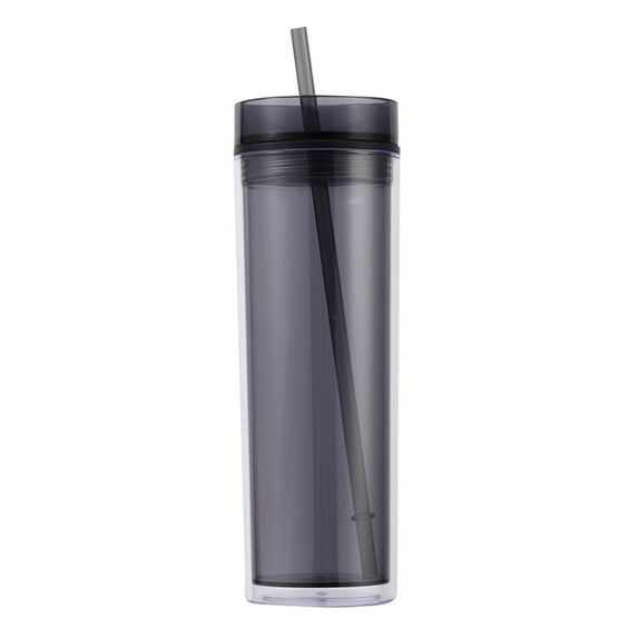1 Pcs Plastic Skinny Tumbler, Double Wall Clear Plastic Tumblers, Reusable Cup Double-Wall Clear Tumbler with Lid and Straw for Parties DIY Gifts 16oz