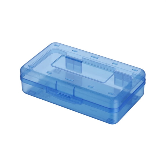 1 Pcs Plastic Translucent Pencil Box, Large Hard Pencil Box Bulk, Clear Crayon Box Marker Pen Organizer, Plastic Storage Container with Snap Lid, Stackable Art Craft Organize