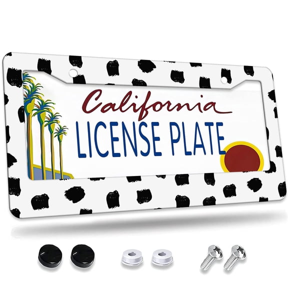 1 Pcs Black Brushstroke Pattern License Plate Frame,License Plate Cover for Car Decorative Parts,Aluminum License Plate Bracket Holder Rust-Proofof for US Standard Car