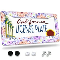 1 Pcs Pastel Watercolor Flowers License Plate Frame,License Plate Cover for Car Decorative Parts,Aluminum License Plate Bracket Holder Rust-Proofof for US Standard Car