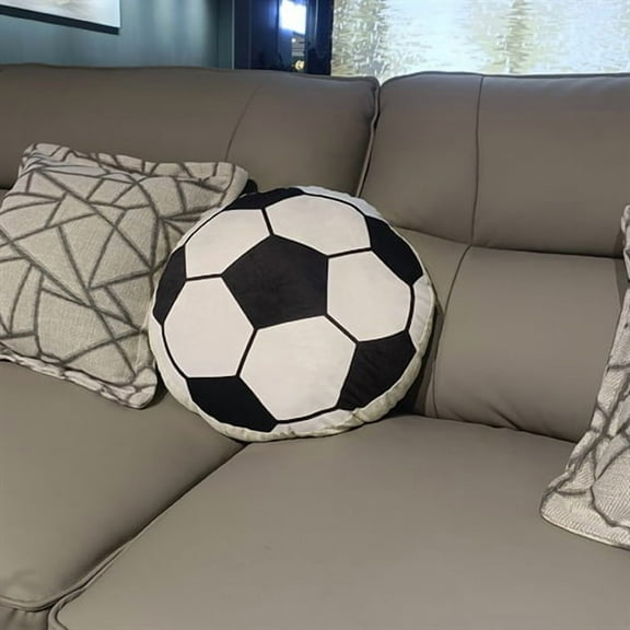 1 Pcs Plush Soccer Ball PillowsFluffy Soft Stuffed Sports Throw Pillows Cute Soccer Ball Shaped Cushions for Bedroom Nursery Room Decoration