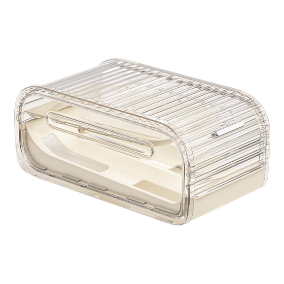 1 Pcs Portable Egg Holder, 2-Tier Automatic Rolling Tray, Egg Holder Countertop Storage Box with Convenient Lid Kitchen Organizer with Easy Access, Home Supplies for Freezer Cabinet