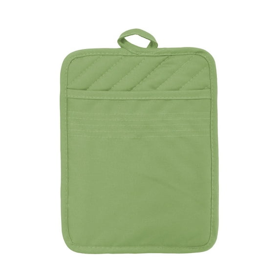 1 Pcs Pot Holder With Pocket,7X9 Inch Kitchen Pot Holders,Cotton Pocket Pot Holder For Kitchen Heat Resistant Potholder Cloth Coaster,Oven Pot Holders, Hot Pads For Baking Cooking With Pocket,Green
