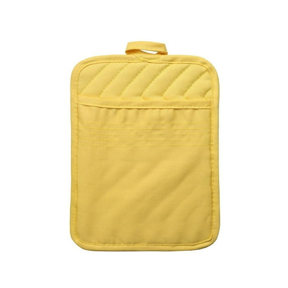 1 Pcs Pot Holder With Pocket,7X9 Inch Kitchen Pot Holders,Cotton Pocket Pot Holder For Kitchen Heat Resistant Potholder Cloth Coaster,Oven Pot Holders, Hot Pads For Baking Cooking With Pocket,Yellow