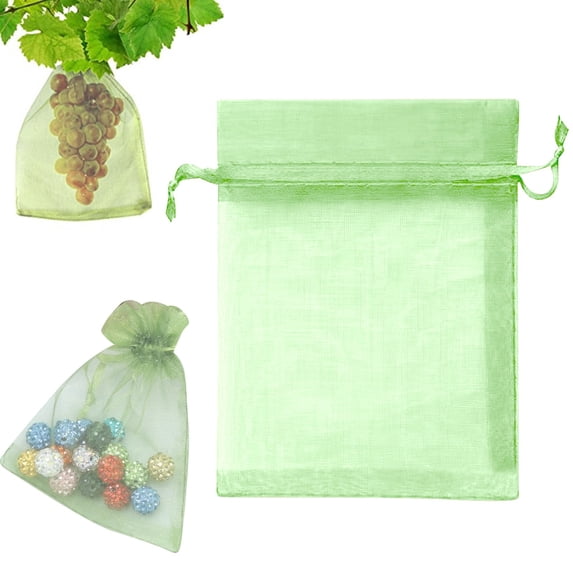1 Pcs Premium Sheer Organza Bags, L-Green Party Favor Bags, 3.9''x5.9'' Gift Bags for Wedding, Easter, Festival, Baby Shower, Mesh Bags for Gifts, Small Drawstring Pouch, Goodie Bags, Party Supplies