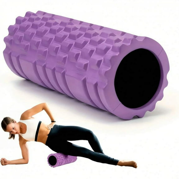1 Pcs Purple Foam Shaft Yoga Column Fitness Yoga EVA Foam Roller Yoga Stick Deep Tissue Massage Roller For Back And Leg Muscle Workouts Relieve Pain And Improve Flexibility