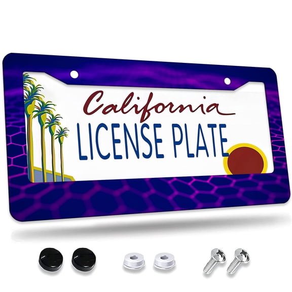 1 Pcs Purple Hexagon Frame License Plate Frame,License Plate Cover for Car Decorative Parts,Aluminum License Plate Bracket Holder Rust-Proof for US Standard Car