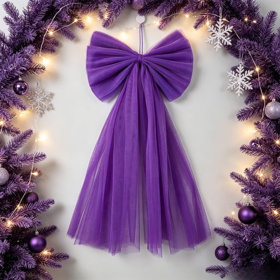 1 Pcs Purple Large Bow Party Decorations 13.4 x 28.7 Inch Giant Ribbon Bow Hanging Wall Decor Wrapping DIY Craft for Birthday Valentines Day Wedding Baby Shower Room Wall Backdrop Party