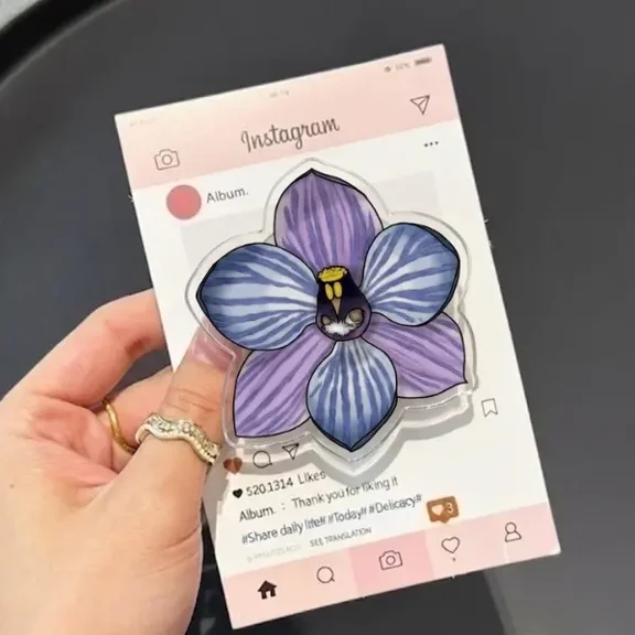 1 Pcs Purple Orchid Magnetic Phone Grip, Elegant Floral Phone Grip, Botanical Flower Phone Stand, Aesthetic Orchid Accessory, Spring Bloom Gift for Her