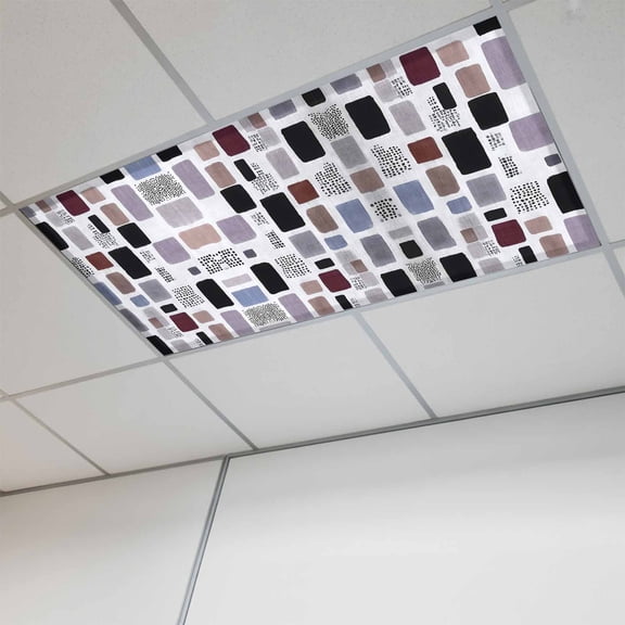 1 Pcs Purple Rectangle Fluorescent Light Covers Abstract Lavender Purple Black Rectangle Magnetic Light Covers for Ceiling Lights 4 x 2 ft Drop Ceiling Lights Cover Shade for Office, Home, Hospital