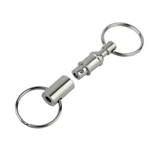 1 Pcs Quick Release Keychain,Small Detachable Key Chain Pull Apart Key Ring,Detachable Pull Apart Keychain,Double-Head Key Ring,Quick Release Detachable Keychain,DIY Crafts,(Silver,1.57 in)