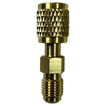 1 Pcs R32 R454B Refrigerant Brass Adapter 1/4" Female to 1/4" Male Reverse Thread Adapter Heavy Duty HVAC Quick Connect Fittings Low Loss for R32 R454B Refrigerant Tanks Mini Split Systems (Gold)