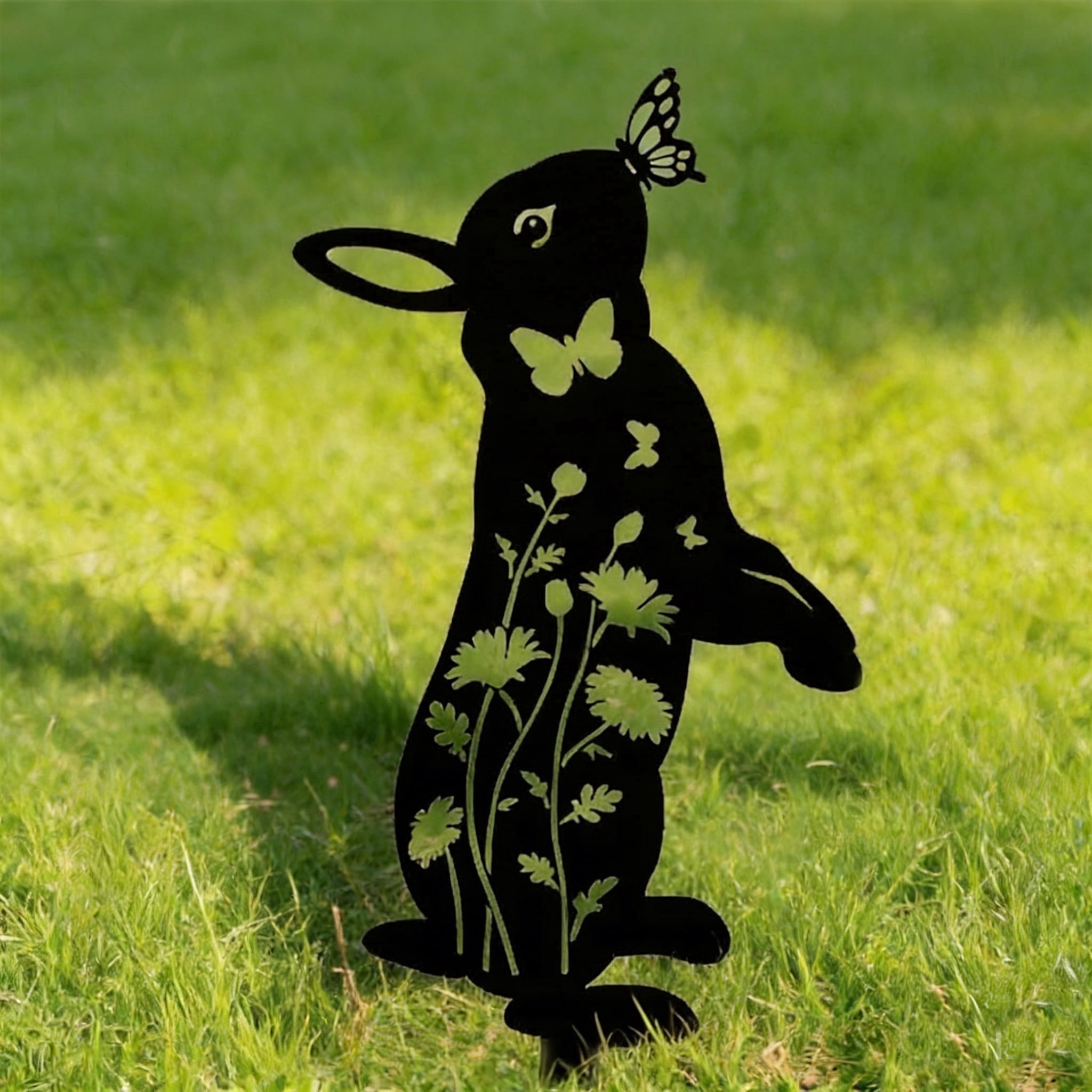 1 Pcs Rabbit Metal Garden Stake & Wall Sculpture - Outdoor Decorative Rabbit Statue, Cute Animal Silhouette Yard Art for Yard Art, Outside, Patio, Outdoor Decor, Garden Decorations, Lawn Ornaments