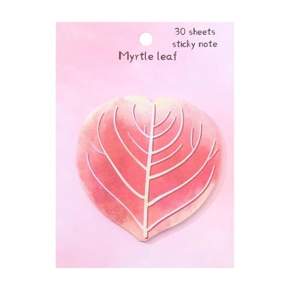 1 Pcs Realistic Leaves Sticky Notes,Aesthetic Texture Decor Self-adhesive Pad,30 Sheets/Pad,Study Marking & Daily Message Reminders for Office & Home Planner,Pink