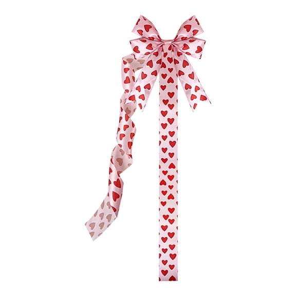 1 Pcs Red Hearts Valentines Cabinet Bows, Polyester Fringe Bow Valentines Cabinet Ribbon Bows for Window & Kitchen Decorations, Valentine's Day Party Supplies Festive Home Decor(B)