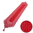 thumbnail image 1 of 1 Pcs Red Lace Table Runner Vintage Hand Knitted Floral Table Runner Tasseled Edge Floral Table Cloth for Engagement Wedding Party Decor, 1 of 14