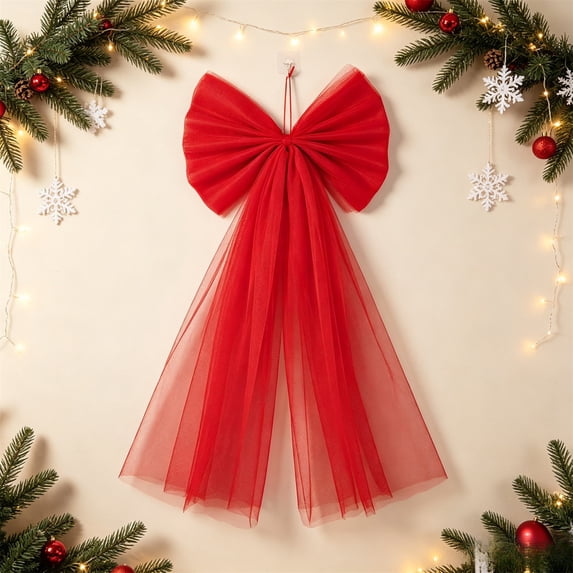 1 Pcs Red Large Bow Party Decorations 13.4 x 28.7 Inch Giant Ribbon Bow Hanging Wall Decor Wrapping DIY Craft for Birthday Valentines Day Wedding Baby Shower Room Wall Backdrop Party