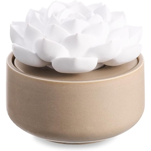 1 Pcs Reedless Ceramic Diffuser Set, Porcelain White Flower Aromatherapy Essential Oil Diffuser for Home Office Bathroom Tabletop Decor, Non-Electric, Valentines Day Gift (Succulent)