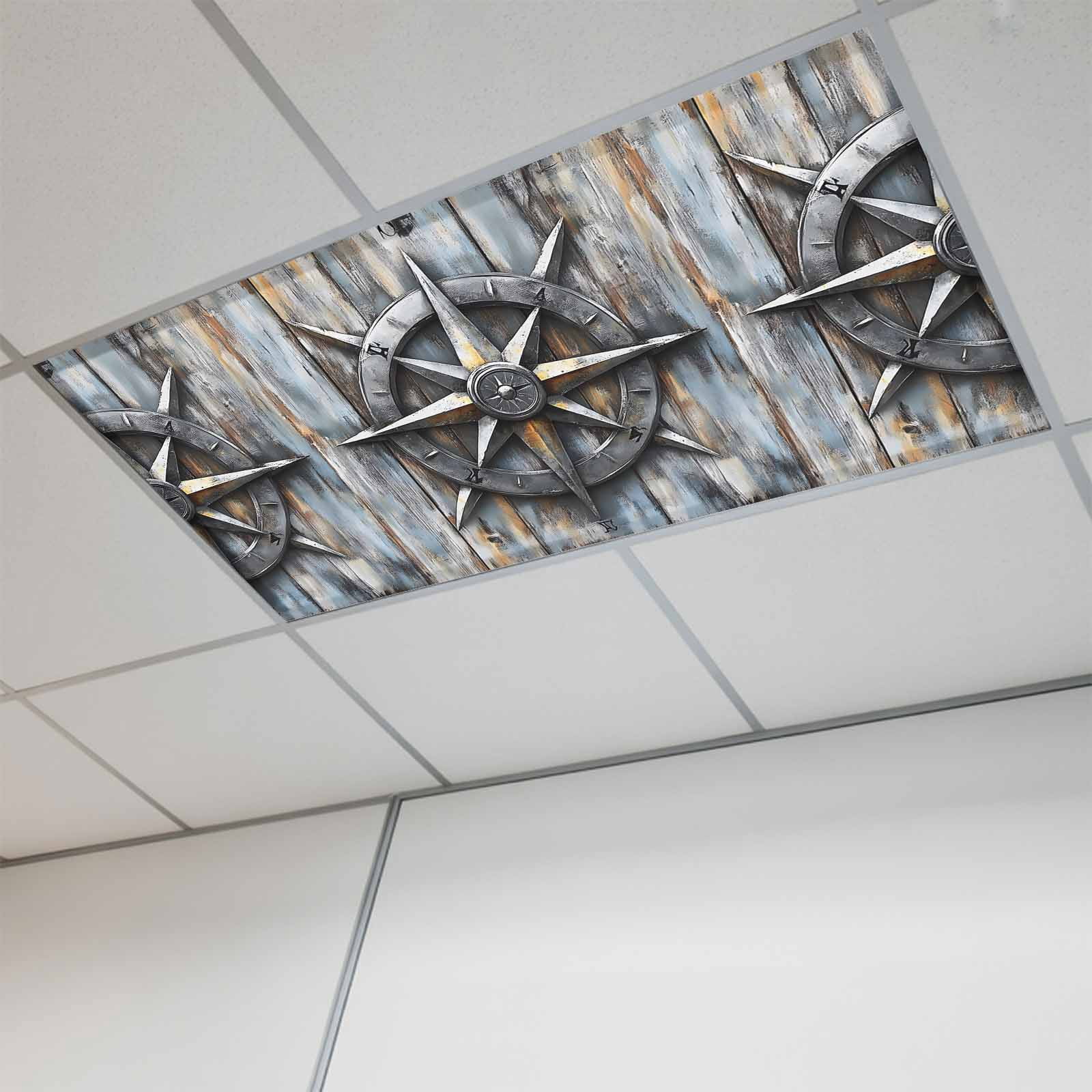 Compass Rally Ceiling Light 1 Pcs Retro Compass Fluorescent Light Covers Navigation Compass Wood ...