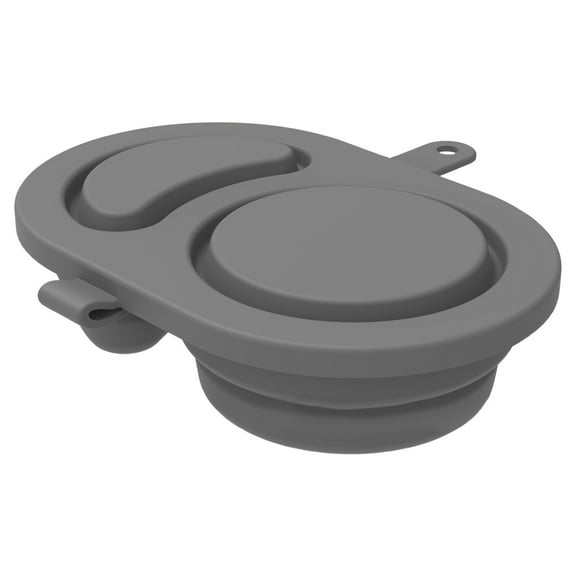 1 Pcs Reusable Snack Containers With Lids,Silicone Snack Container,2 Compartment Salad Dressing Container, Silicone Snack Container With Lids,Reusable Snackle Box,Small Snack Containers,Grey