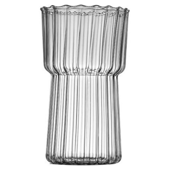 1 Pcs Ribbed Glassware,Vintage Glass,20 oz Modern Glass Cup,Ripple Drinking Glass,Ribbed Drinking Glass for Weddings,Cocktails or Modern Bar