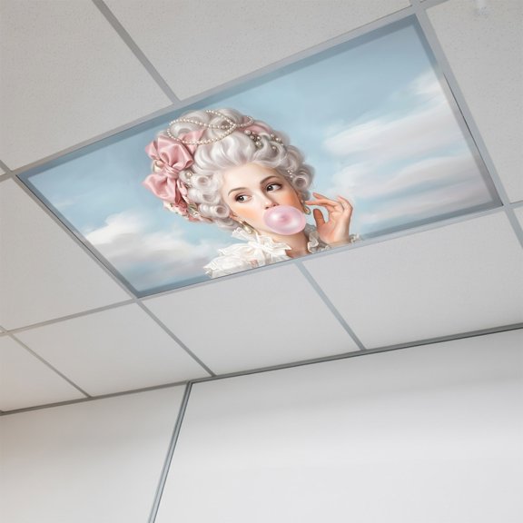 1 Pcs Rococo Hair Woman Fluorescent Light Covers Portrait Bubblegum Fashion Retro Woman Magnetic Light Covers for Ceiling Lights 4 x 2 ft Drop Ceiling Lights Cover Shade for Office, Home, Hospital
