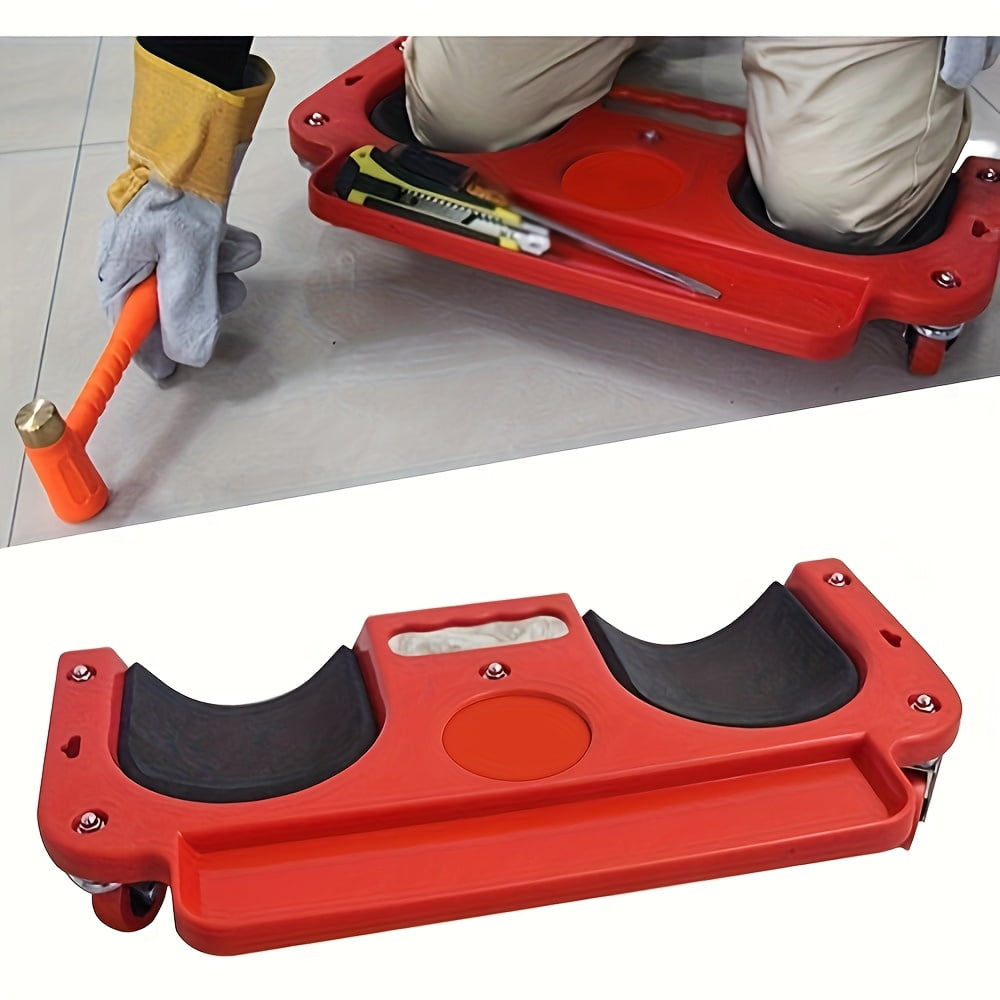 1 Pcs Rolling ABS Plastic Ergonomic Kneeling Pad Creeper With 5 Swivel Castors, Built-In Tool Tray And Comfortable Cushion For Carpenters