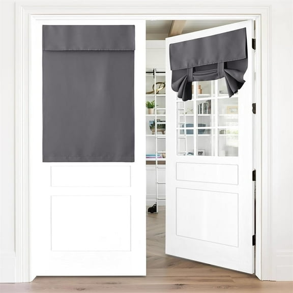 1 Pcs Room Window Shade,French Blackout Door Curtain,Half Window Darkening Blinds,Thermal Insulated Kitchen Curtain,Self Adhesive Privacy Panel,for Patio Doorway,26 X 40 Inch,Gray