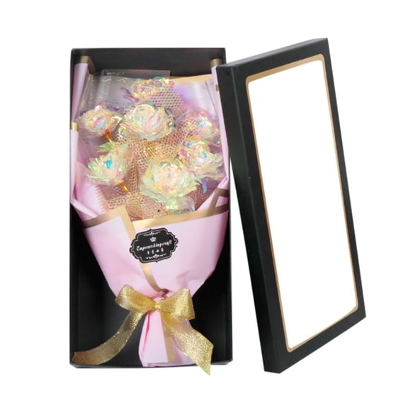 1 Pcs Rose Flower Bouquet,Gold Foil Artificial Rose Bouquet With Gift Box,Artificial Rose Flowers,Roses Bouquet Artificial Flower,Valentine'S Day, Mother'S Day, Thanksgiving, Birthday, Anniversary,A