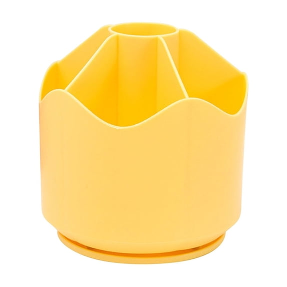 1 Pcs Rotating Pencil Holders,6-Slot Small Pencil Case,Desktop Storage Box Caddy,Rotating Pencil Pen Holder Organizer,Desktop Storage Stationery Organizer,Cute Pencil Cup Pot For Home,Yellow