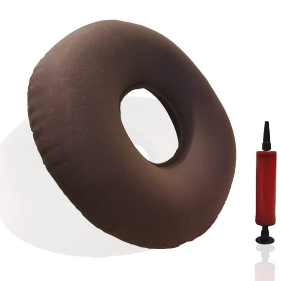 1 Pcs Round Anti Bedsore Cushion,Portable Inflatable Ring Cushion,Donut Cushion Seat,Hemorrhoid Seat Pillow,Wheelchairs Seat Cushion with Air Pump,for Home Office (15" Brown)
