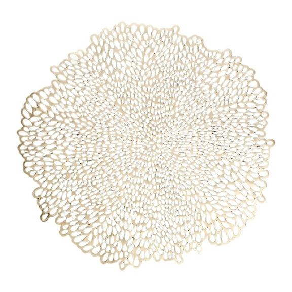 1 Pcs Round Hollow-Out Plastic Place Mats, Pressed Plastic Metallic Placemats, Wedding Accent Centerpiece Placemat for Kitchen Table Decor Wedding Accent Centerpiece Table Mats 15”