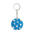 1 Pcs Round Metal Keychain, Metal Keychains Keyring Key Chain Ring Holder Organizer,White Daisy