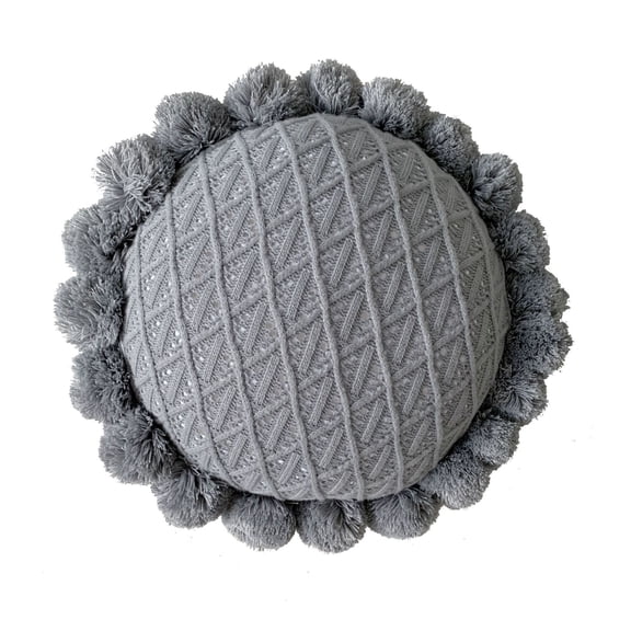 1 Pcs Round Pillows Chunky Knitted Throw Pillows 19.6 Inch Soft Circle Decorative for Home Bed Couch Sofa DecorationSmoky Gray