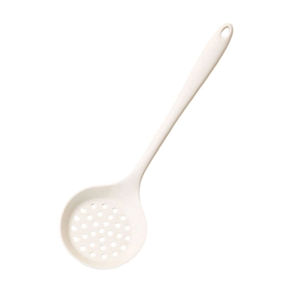 1 Pcs Round Slotted Spoon 12'' Heat Resistant Silicone Strainer Spoon Non Stick Skimmer Spoon for Cooking Vegetable