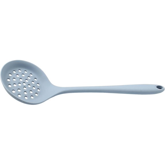 1 Pcs Round Slotted Spoon Heat Resistant Silicone Strainer Spoon Non Stick Skimmer Spoon for Cooking Vegetable(Grey)