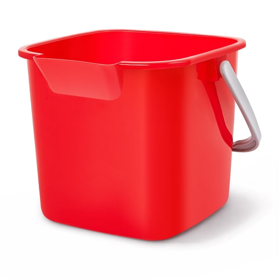 1 Pcs Sanitizing Bucket 3 Quart Cleaning Pail Small Detergent Square, Spout and Handle Plastic Utility Sanitizer Buckets for Restaurant Kitchen Home Offices (Red)