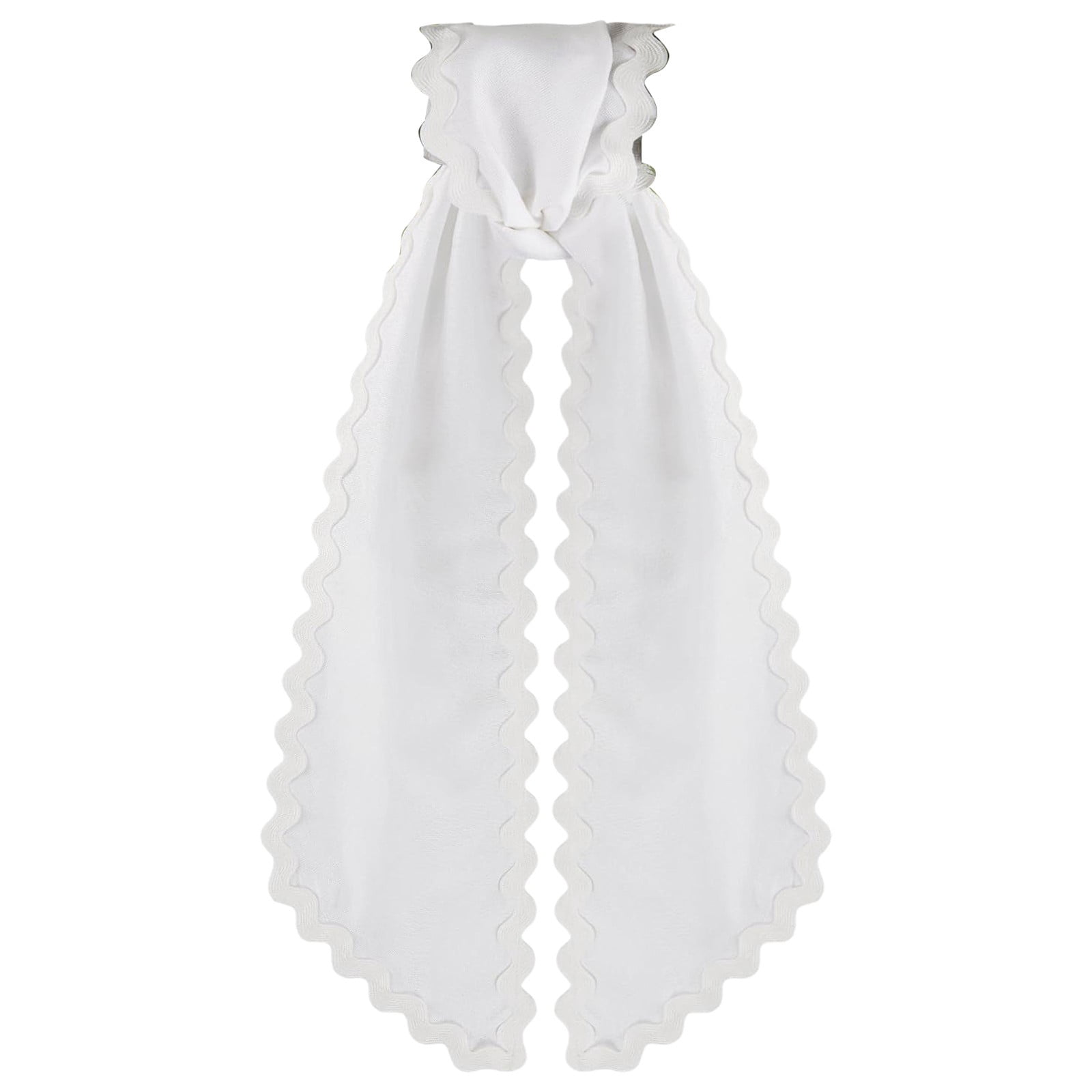 1 Pcs Scalloped Wreath Sash for Front Door Ruffle Wreath Ribbon Bow for Yard Porch Garland Home Decor(White)