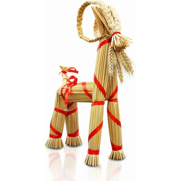 1 Pcs Scandinavian Christmas Straw Ornaments - 16" Swedish Yule Goat Decorations for Xmas Home Birthday Party Interior Outdoor Holiday Tradition Decor Gifts(Yellow)
