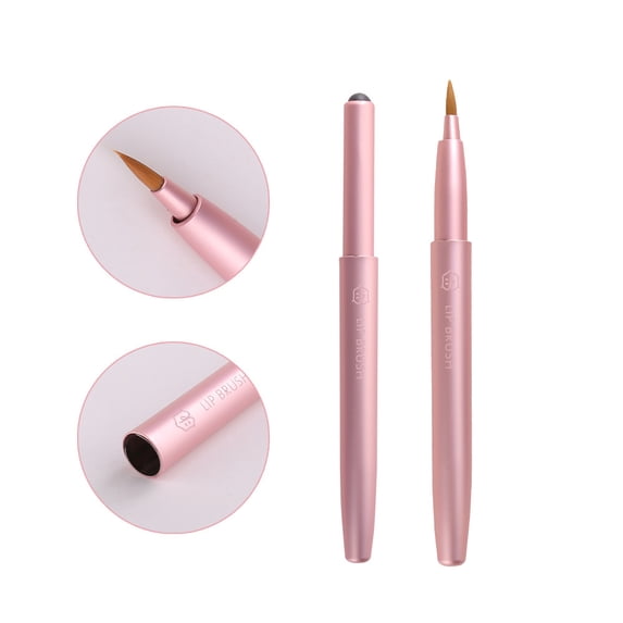 1 Pcs/Set Pink Lip Brush Retractable Dustproof Aluminum Tube Soft Hair Tip Portable Lipstick Brush Makeup Tools