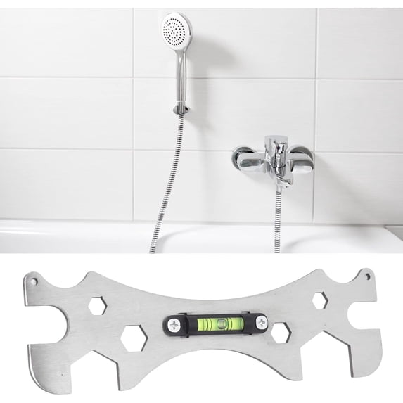 1 Pcs Shower Head Wrench, Universal Screw Openings Stainless Steel Self Leveling Multifunction Shower Wrench Tool for Taps, Angle Valves, Hoses, Shower Pipes