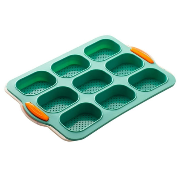 1 Pcs Silicone Baguette Pan, Nonstick French Bread Bake Mold,Heat Resistant Baguette Bread Pan,9 Grids Ham Burger Buns Sandwich Rolls Pans,Bread Mold for Baking,French Bread Baking Pan(GN2)