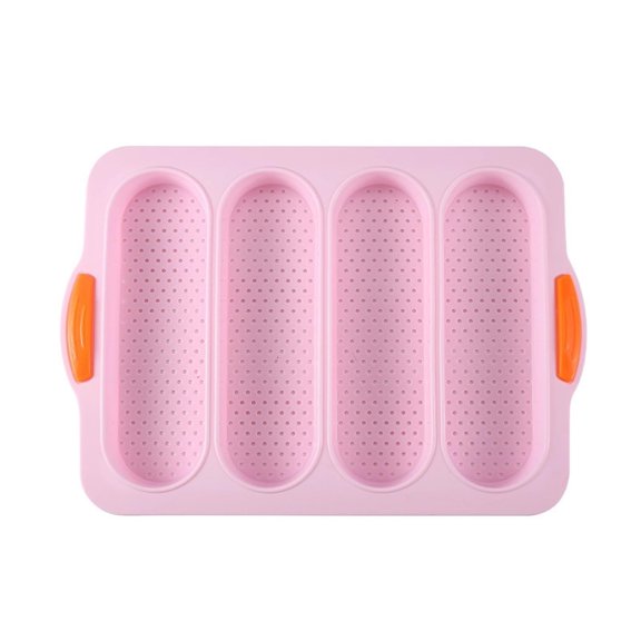 1 Pcs Silicone Bread Loaf Pan, Non-Stick Baguette Bread Pan Food Grade, 4-Cavity Perforated French Baking Mold for Homemade Bread, French Baguette, Sandwich Rolls