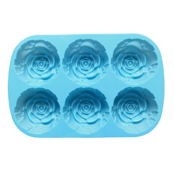 1 Pcs Silicone Rose Molds,Reusable Flower Molds,Non-Stick Soap Mold,6 Cavity Rose Flower Silicone Mold for Baking,Candles,Soap Making,Chocolate,Ice Cube,Easy Release and Cleaning​
