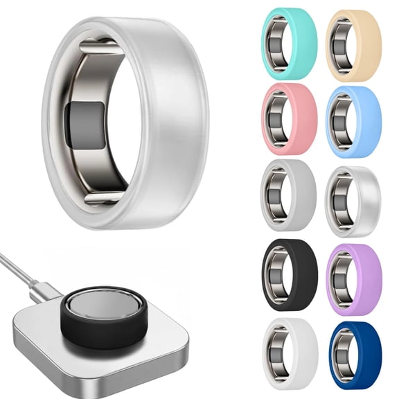 1 Pcs Silicone Smart Ring Cover, Soft Anti-Scratch Protective Sleeve for Smart Ring, Lightweight & Comfortable Ring Guards(Clear M)
