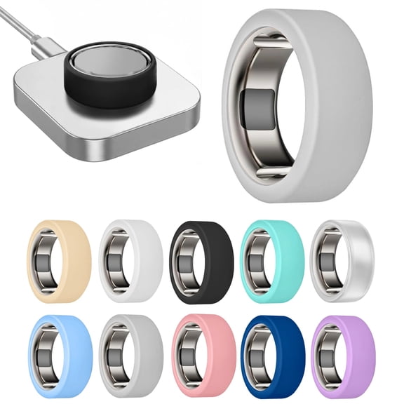 1 Pcs Silicone Smart Ring Cover, Soft Anti-Scratch Protective Sleeve for Smart Ring, Lightweight & Comfortable Ring Guards(Gray M)