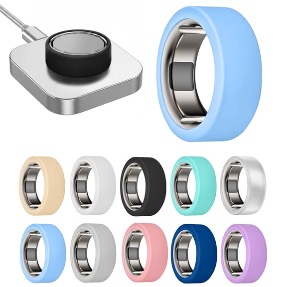 1 Pcs Silicone Smart Ring Cover, Soft Anti-Scratch Protective Sleeve for Smart Ring, Lightweight & Comfortable Ring Guards(Light Blue M)