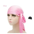 thumbnail image 1 of 1 Pcs Silky Durags Set Includes 1 Satin Durag for Men Women Long Tail Headwraps with 1 Elastic Wave Cap, 1 of 8