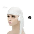 thumbnail image 1 of 1 Pcs Silky Durags Set Includes 1 Satin Durag for Men Women Long Tail Headwraps with 1 Elastic Wave Cap, 1 of 8